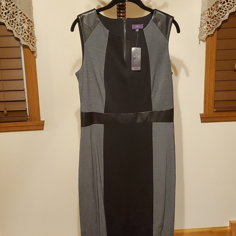 NYDJ Sleeveless Dress w/ Vegan Leather Accents, New